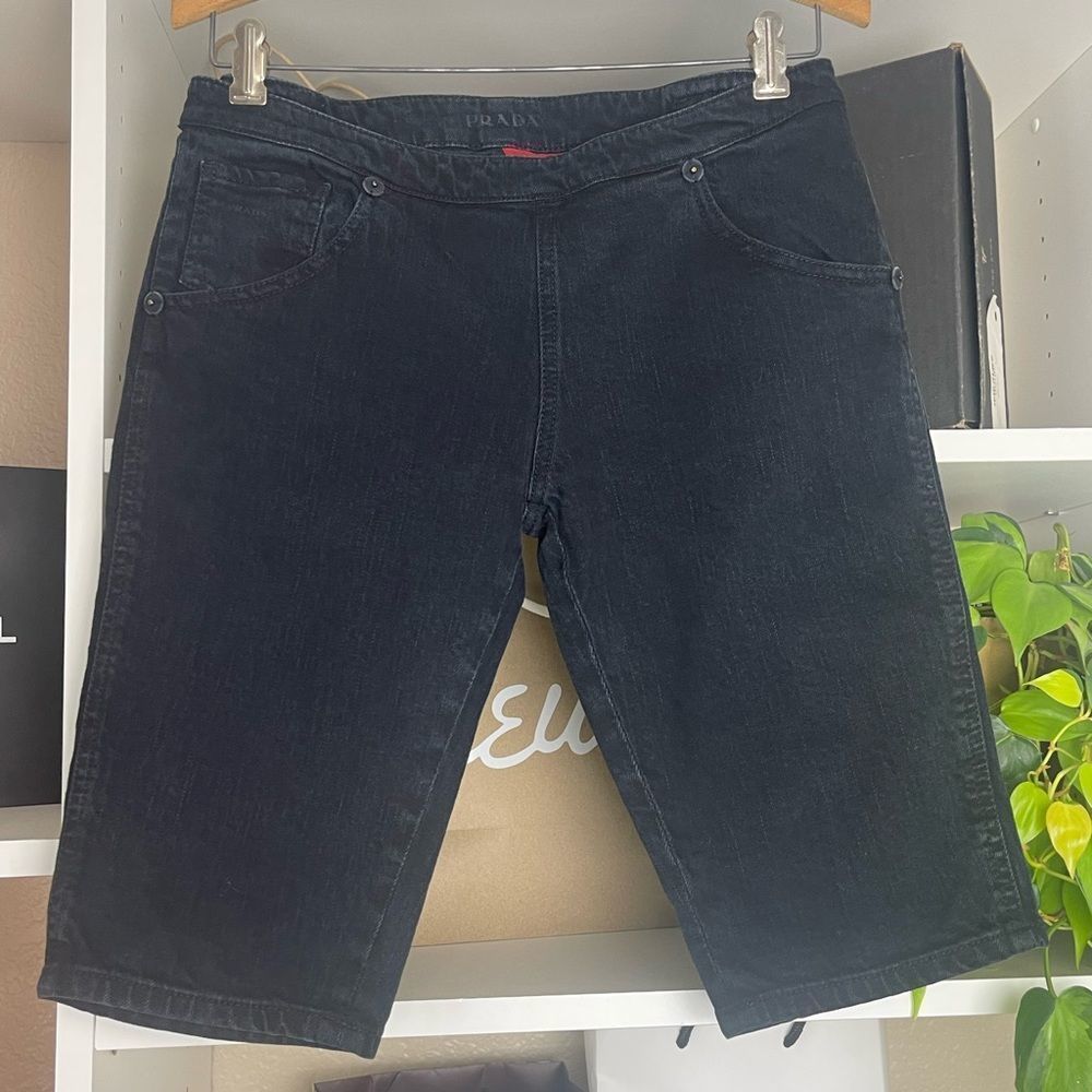 PRADA black denim Bermuda shorts - Picture 2 of 13